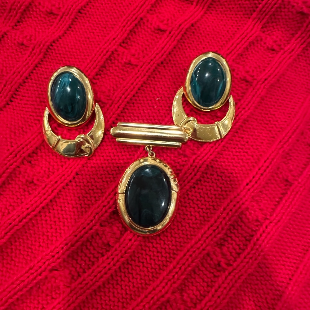 Stamped Ginnie Johnson pin and earring Set